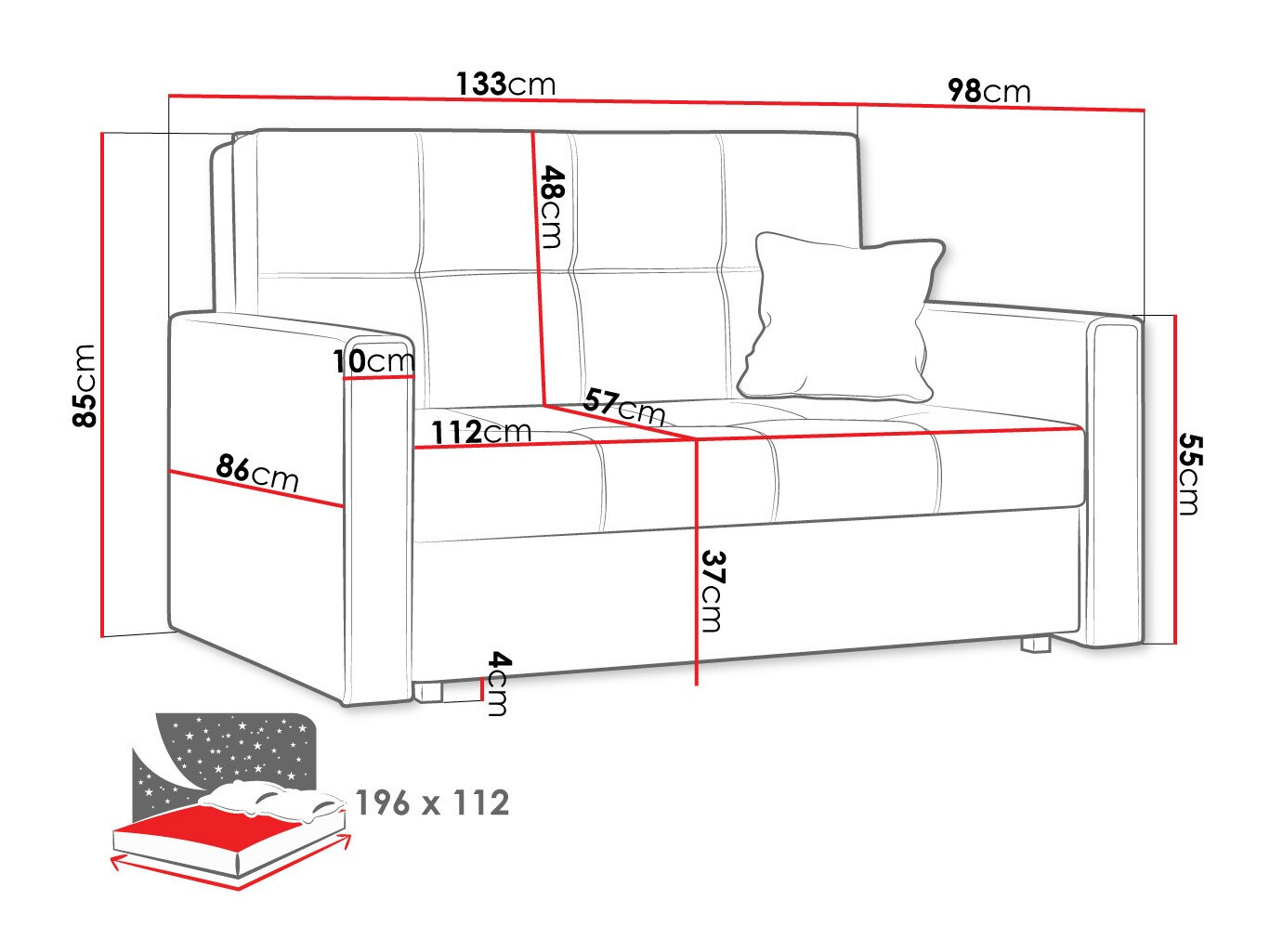 Sofa bed Nuvora II (Alova 36 + Alova 29)