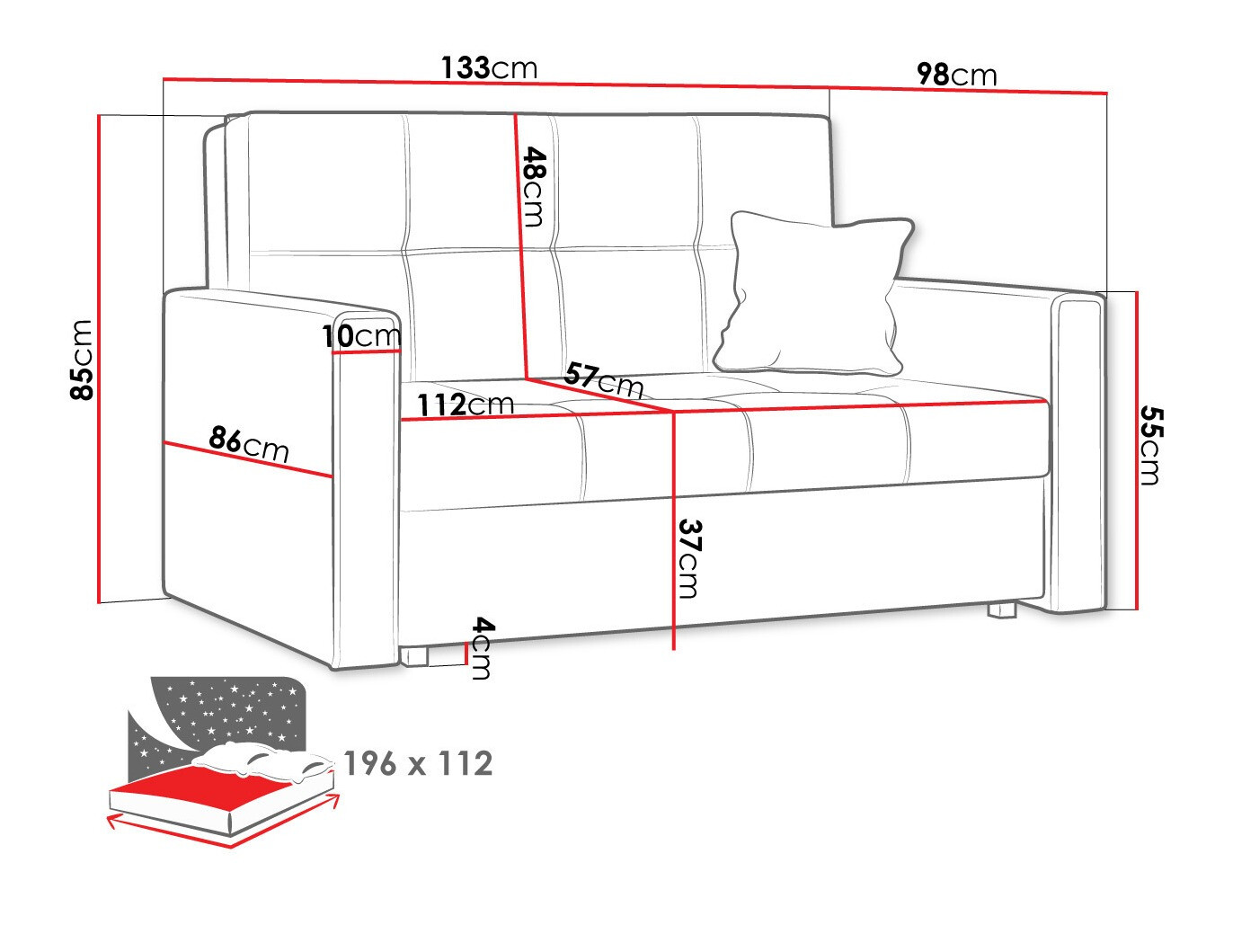 Sofa bed Nuvora II (Manila 38)