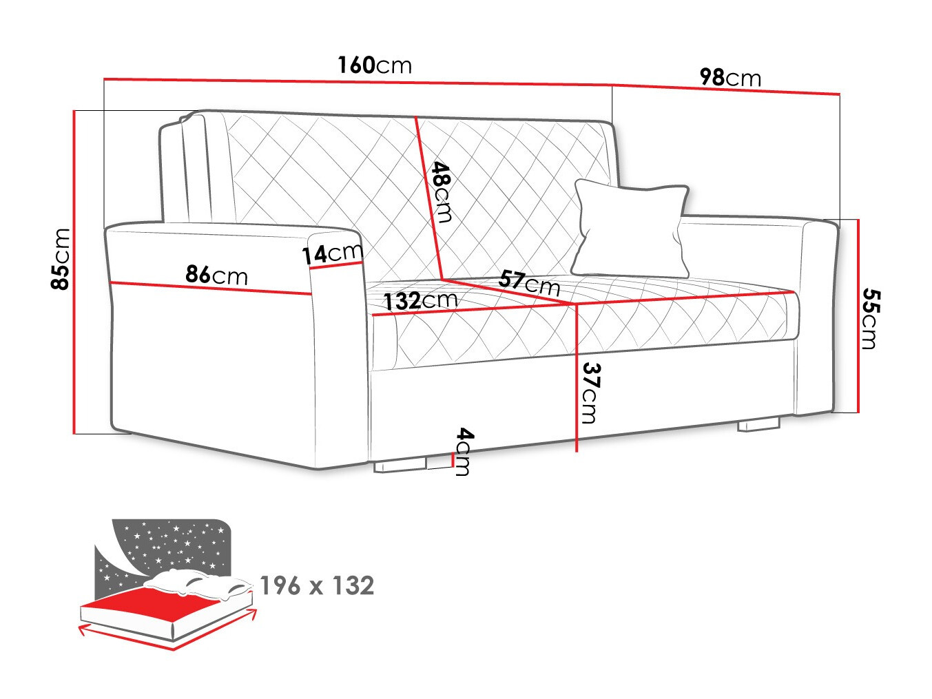 Sofa bed Clarona III (Zanzibar 190)