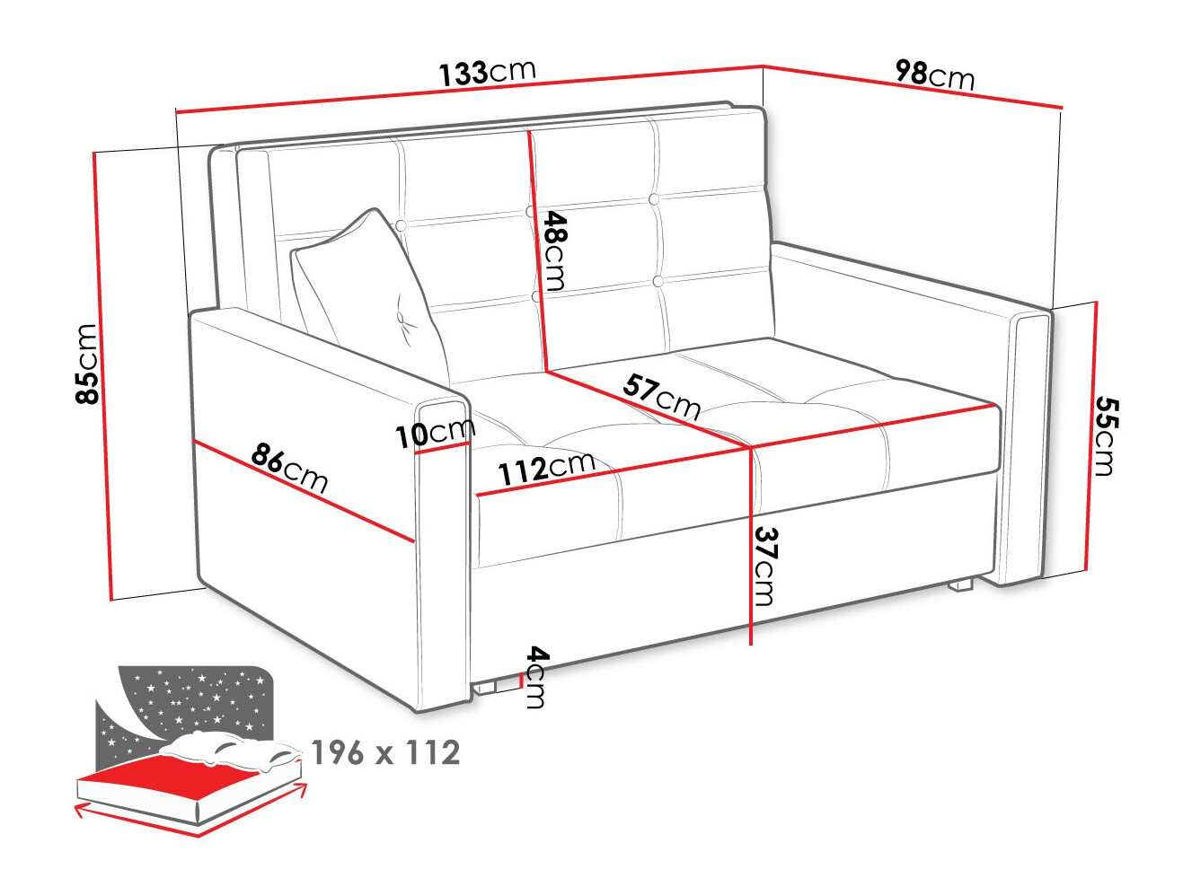 Sofa bed Columbus 100 (Tatum 275)