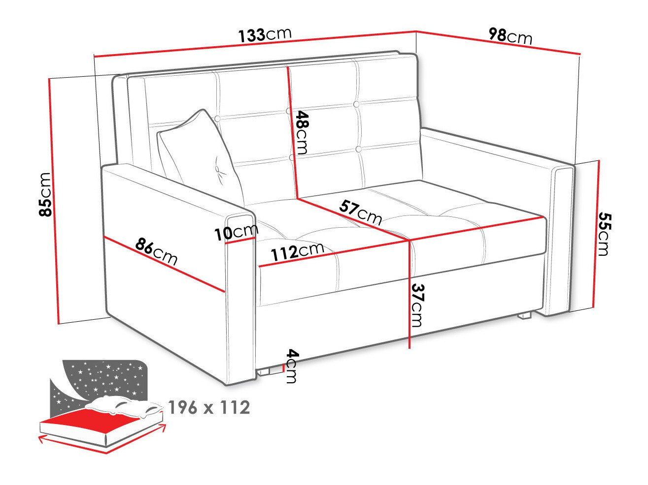 Sofa bed Columbus 100 (Tatum 278)