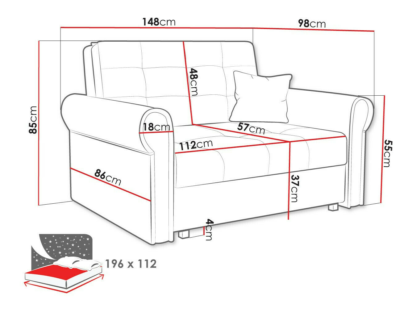 Sofa bed Aquala II (Mono 246)