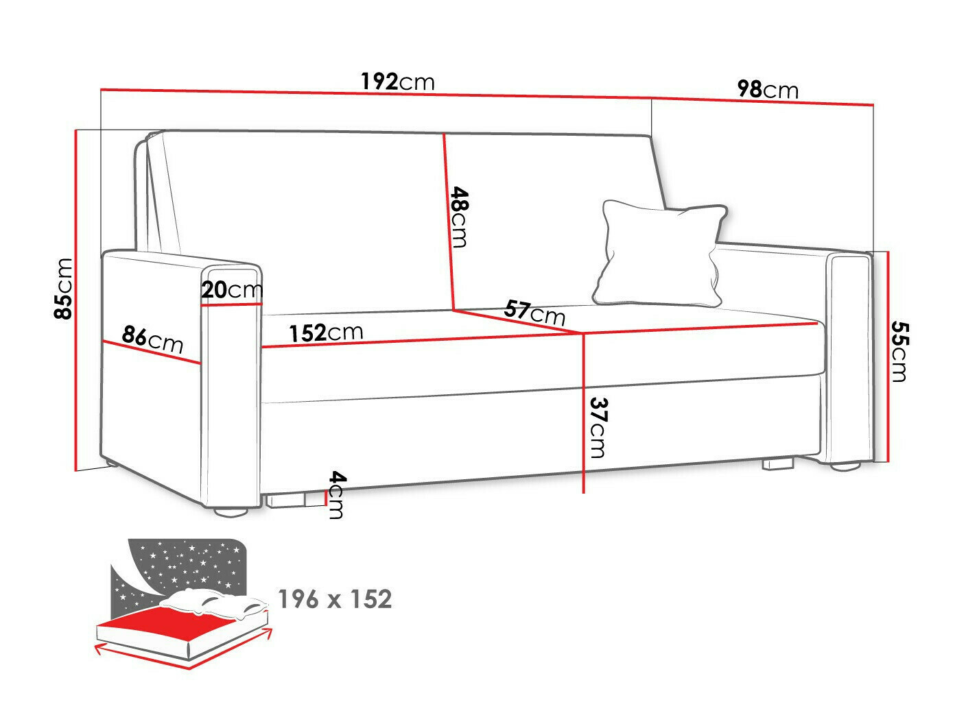 Sofa bed Clarlen IV (Poso 125)