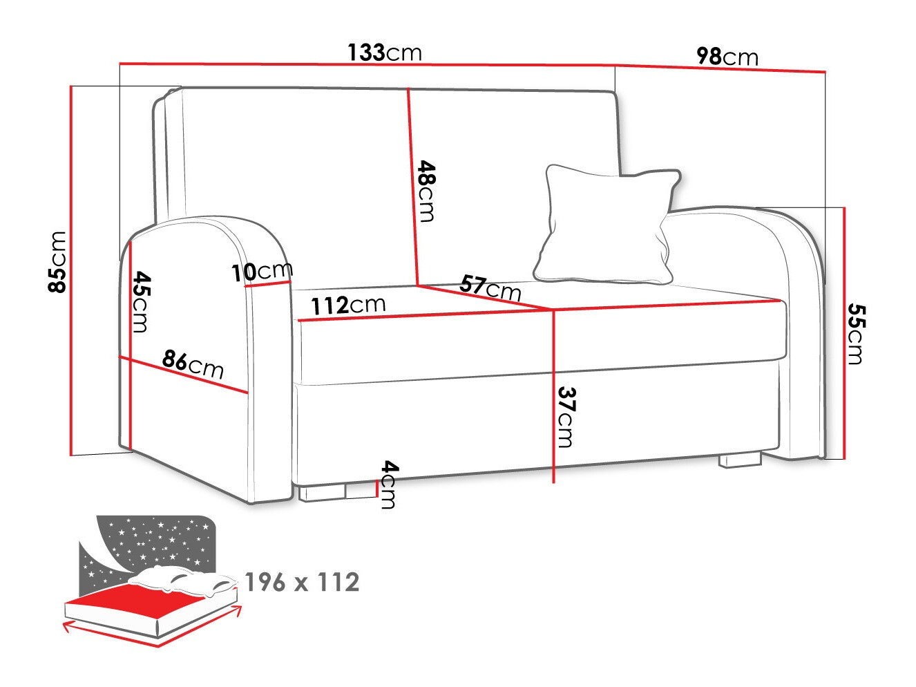 Sofa bed Galona II (Mono 232 + Sorriso 5)