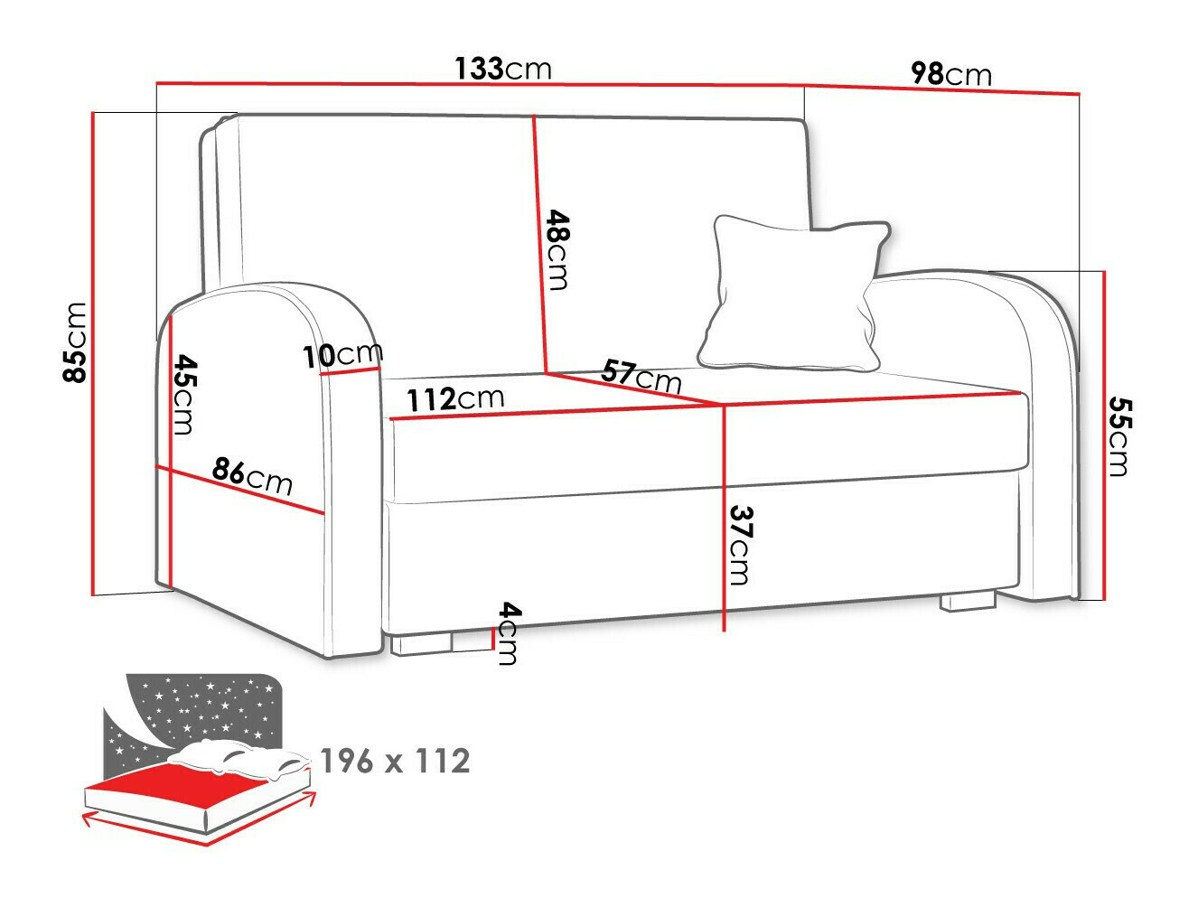 Sofa bed Galona II (Mono 239 + Sorriso 14)