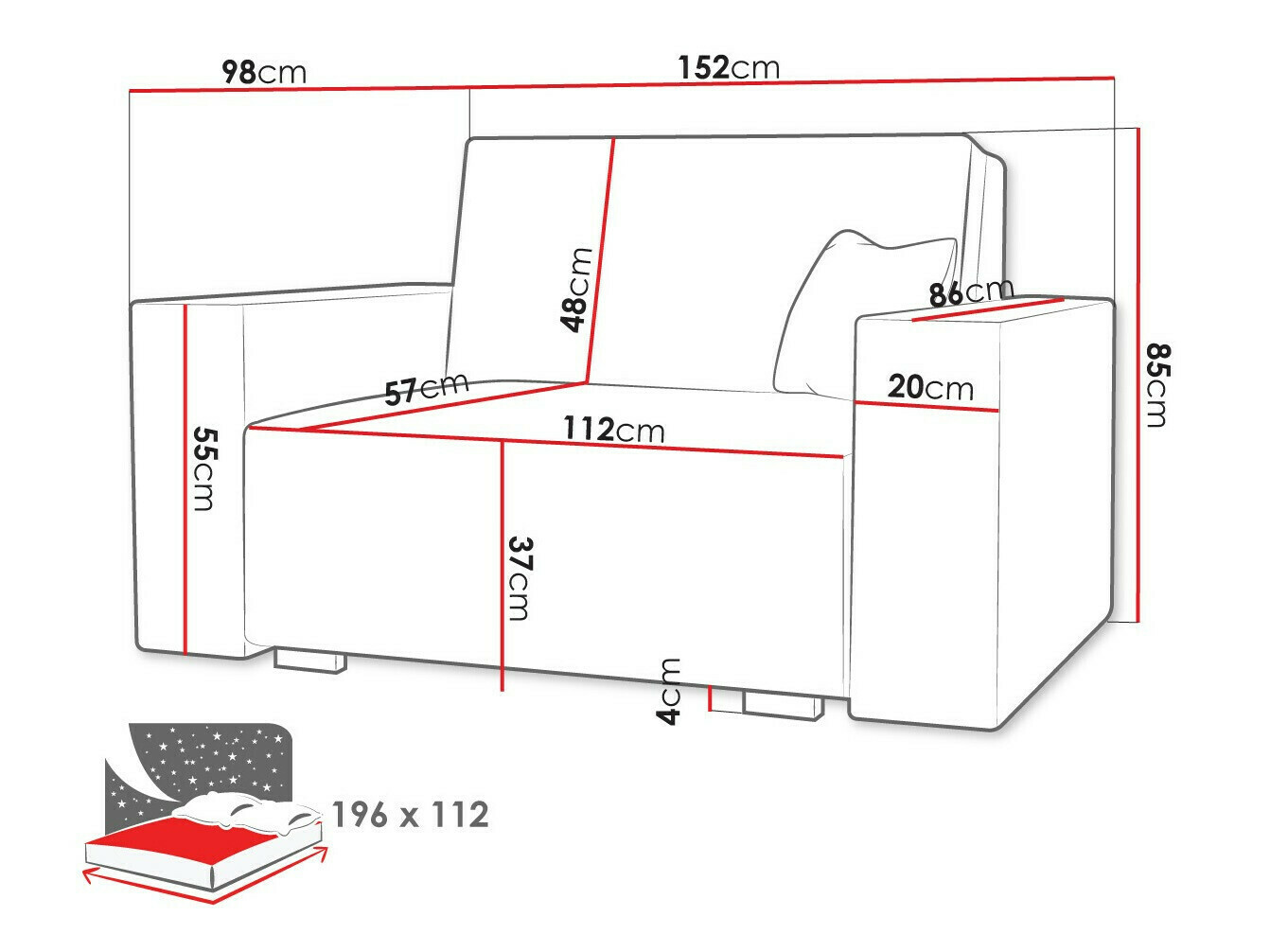 Sofa bed Serora II (Neve 34)