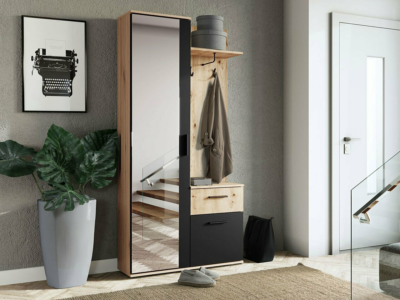 Hallway set Pavo (Artisan oak + Black)