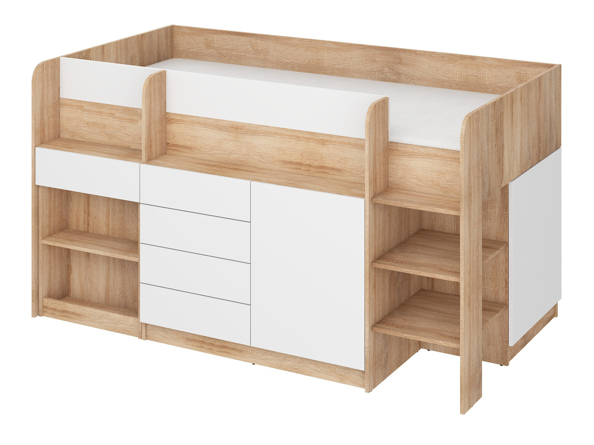 Loft bed Gilroy 116 (Sonoma oak + White)