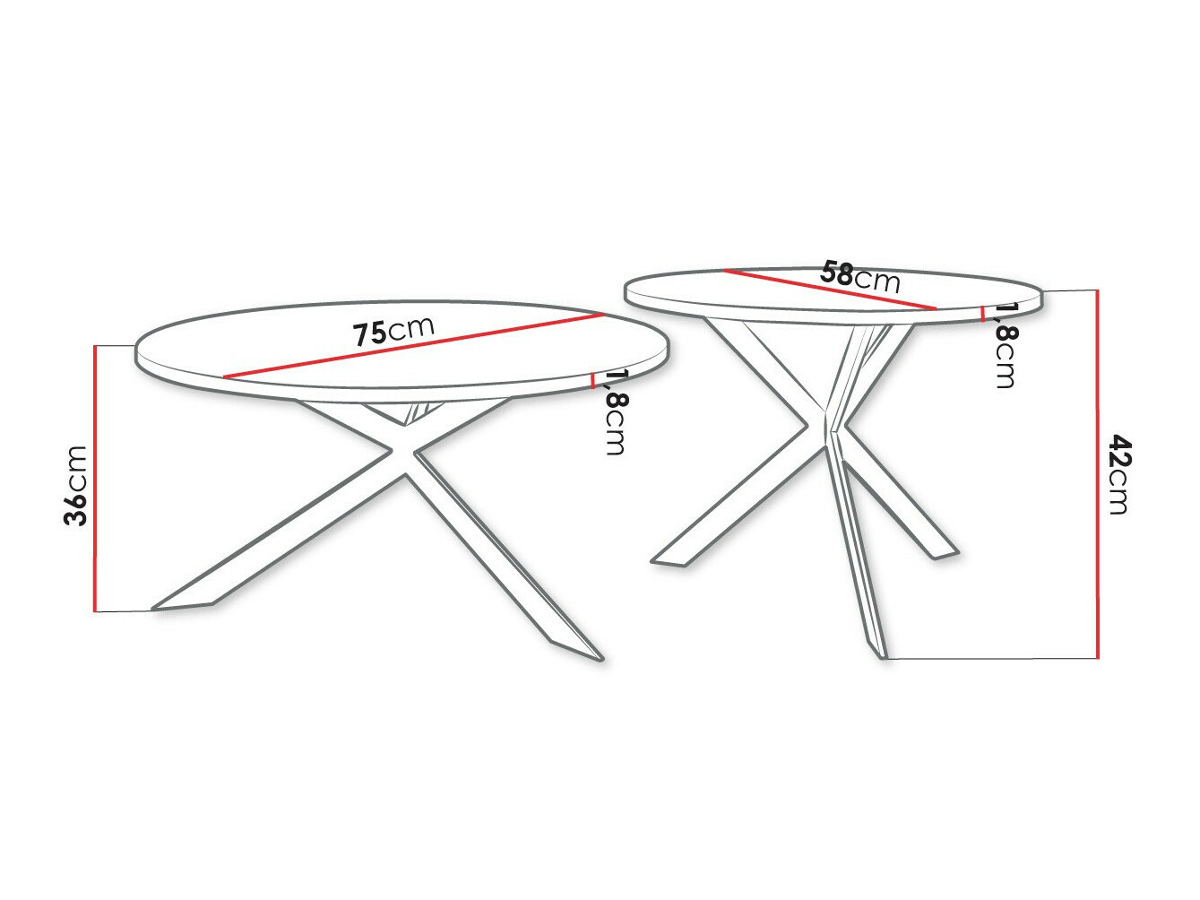 Coffee table set Oswego 108 (White + Black)