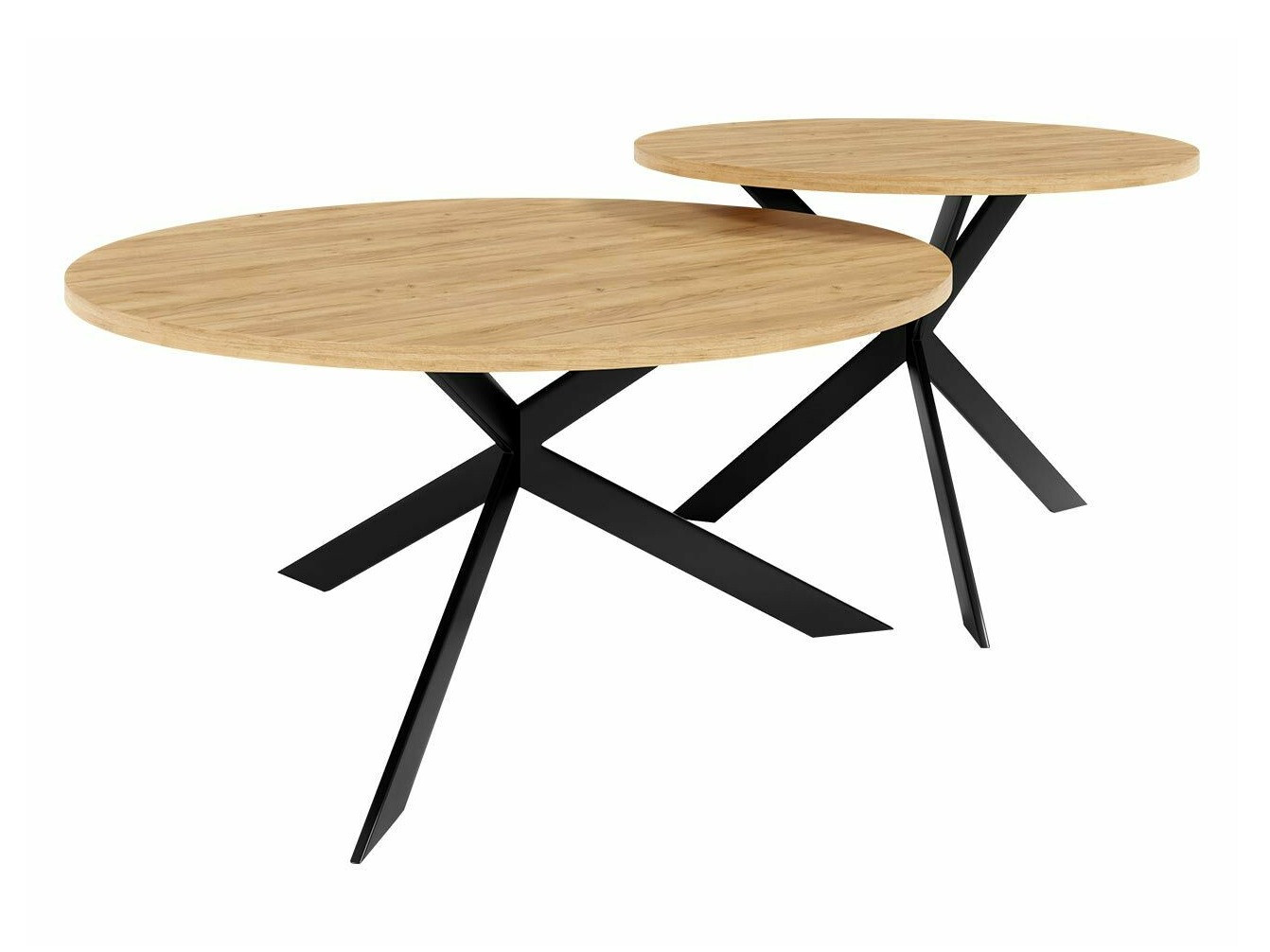 Nest of coffee tables Oswego 108 (Craft golden oak + Black)
