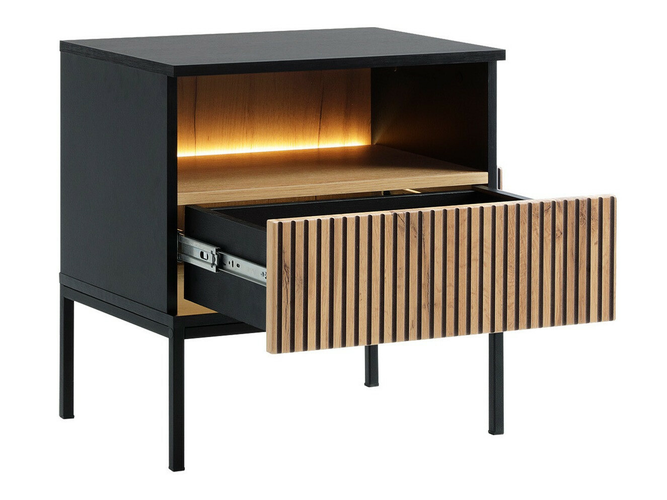 Bedside table Manal (Black + Wotan Oak)