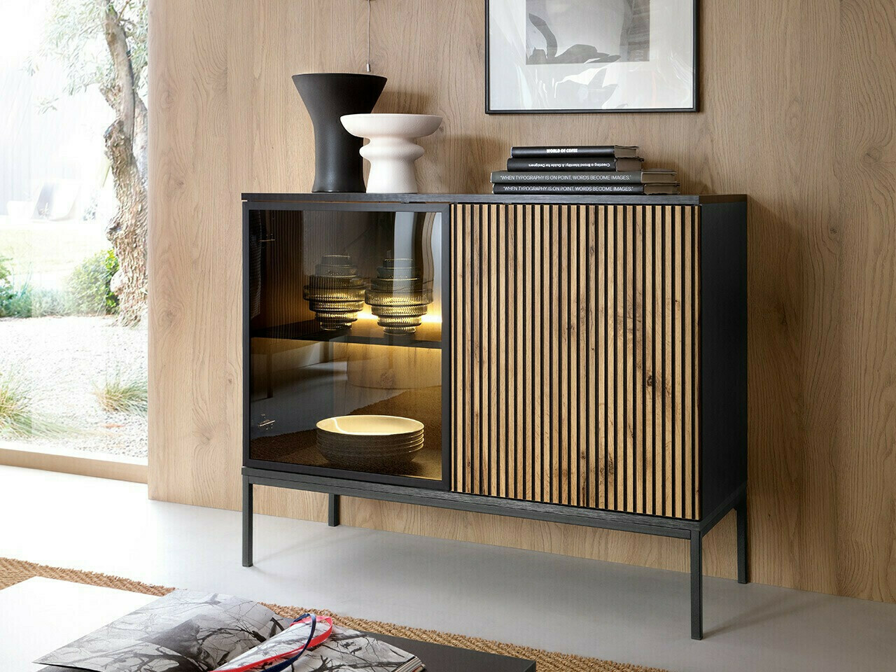 Sideboard Manal (Black + Wotan Oak)