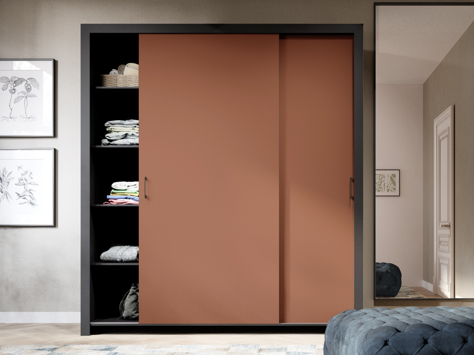 Wardrobe Murrieta 192 (Black + Brown)