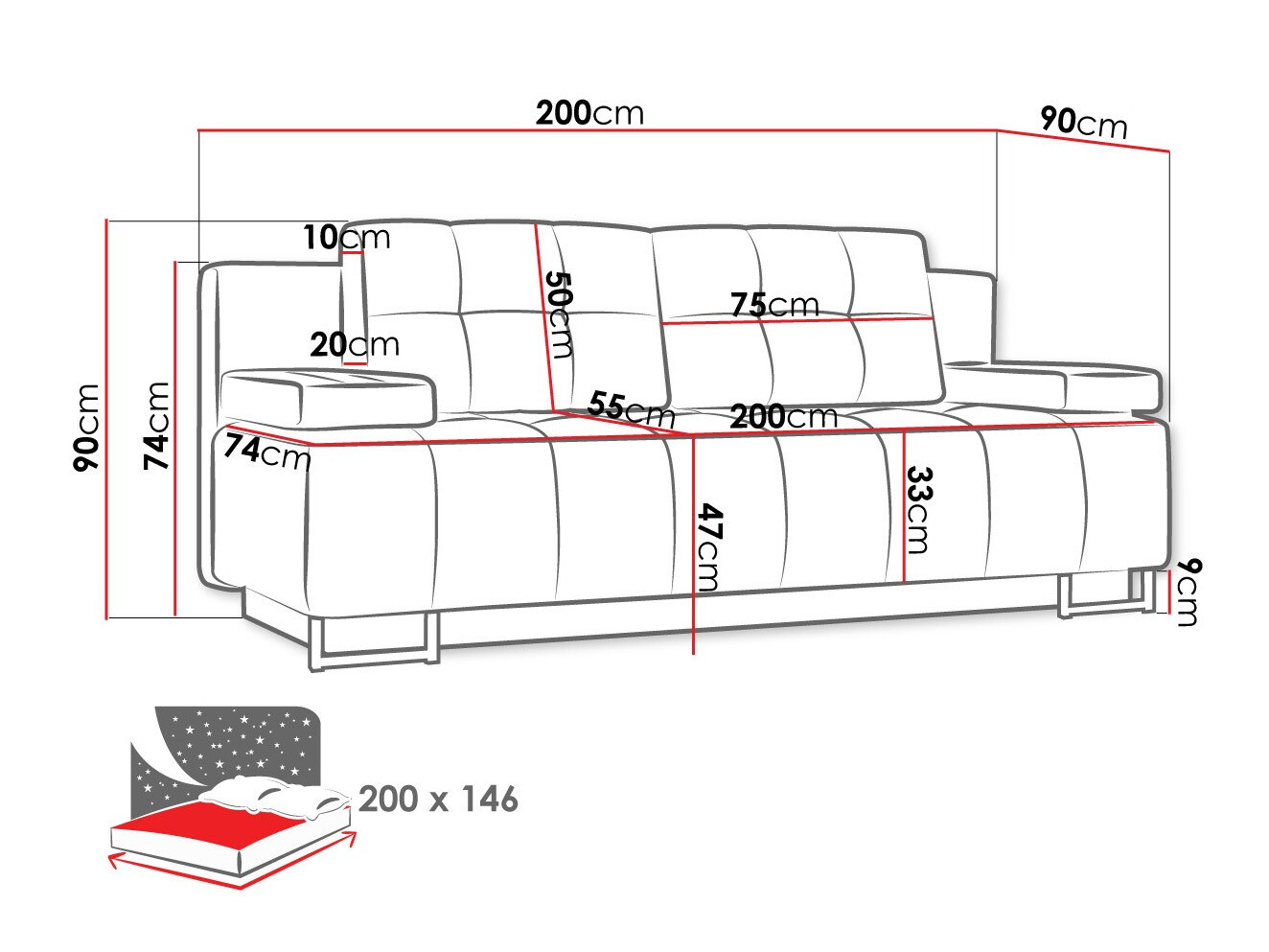 Sofa bed Columbus 151 (Lux 06)