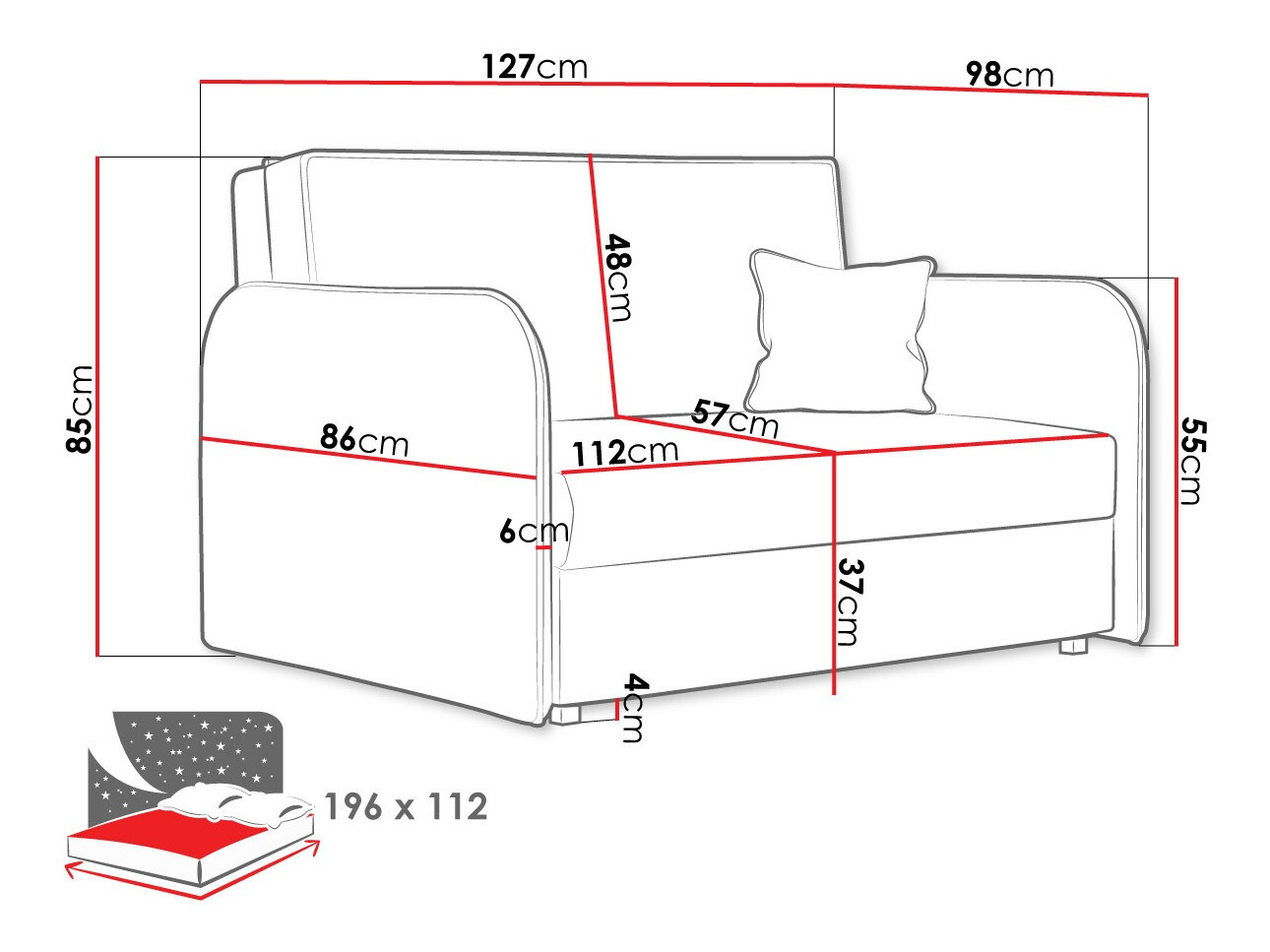 Sofa bed Lirael II (Mono 232)