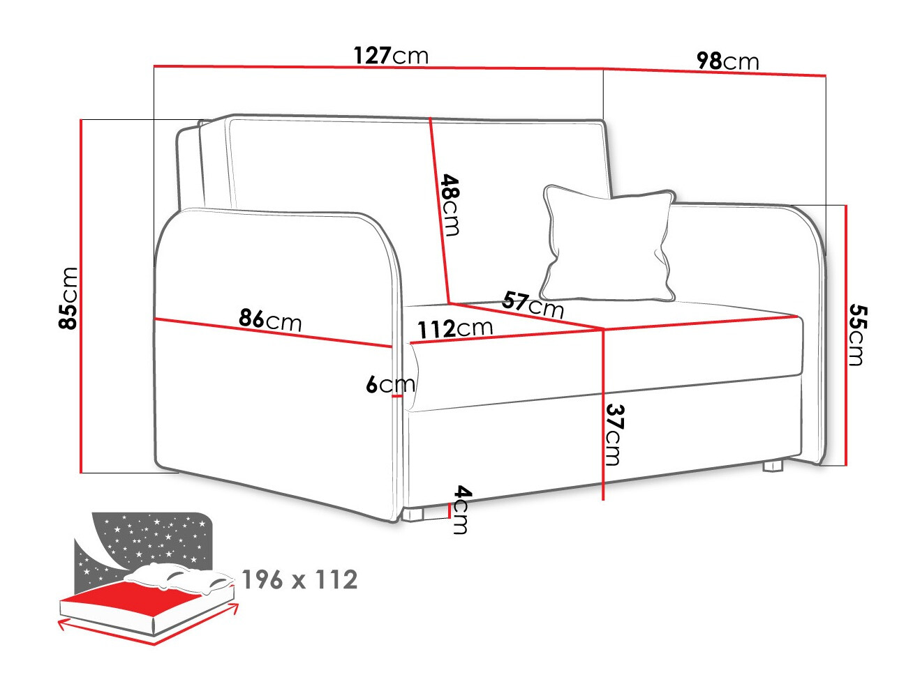 Sofa bed Lirael II (Mono 235)