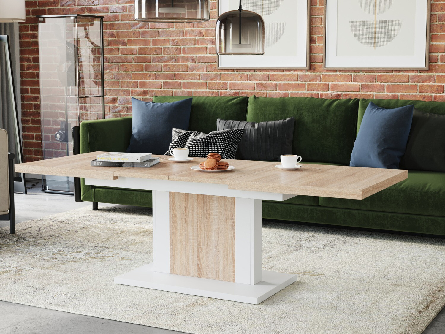 Transforming coffee table Glendale 103 (Sonoma oak + White)