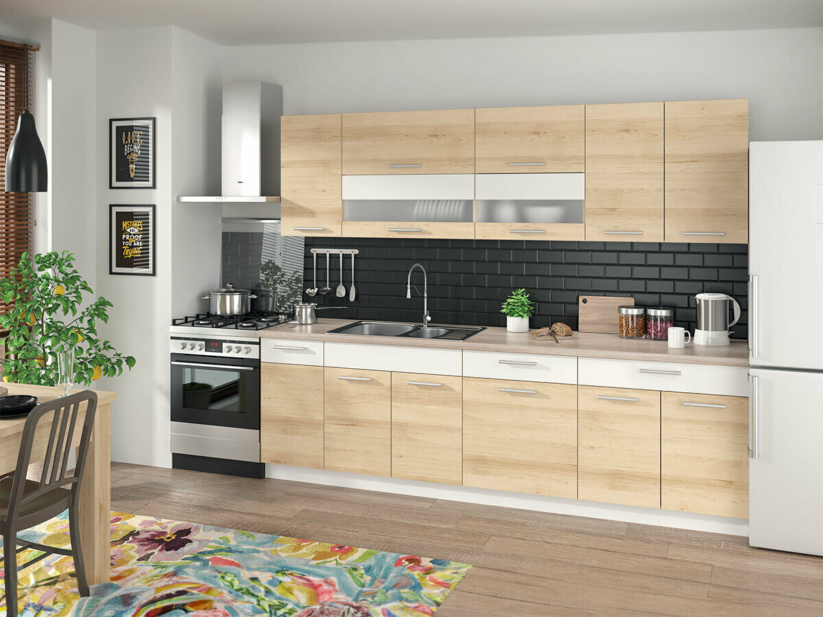 Modular wall-mounted corner cabinet Mode Beech 108