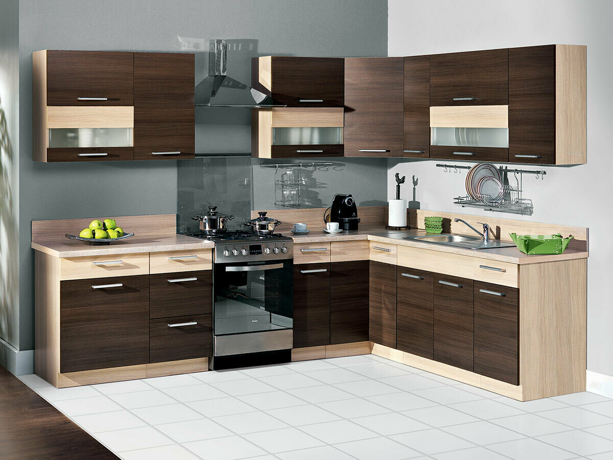 Modular wall-mounted corner cabinet Mode Dark 108