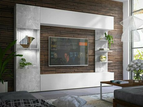 Living room set Comfivo 210 (White + Concrete)