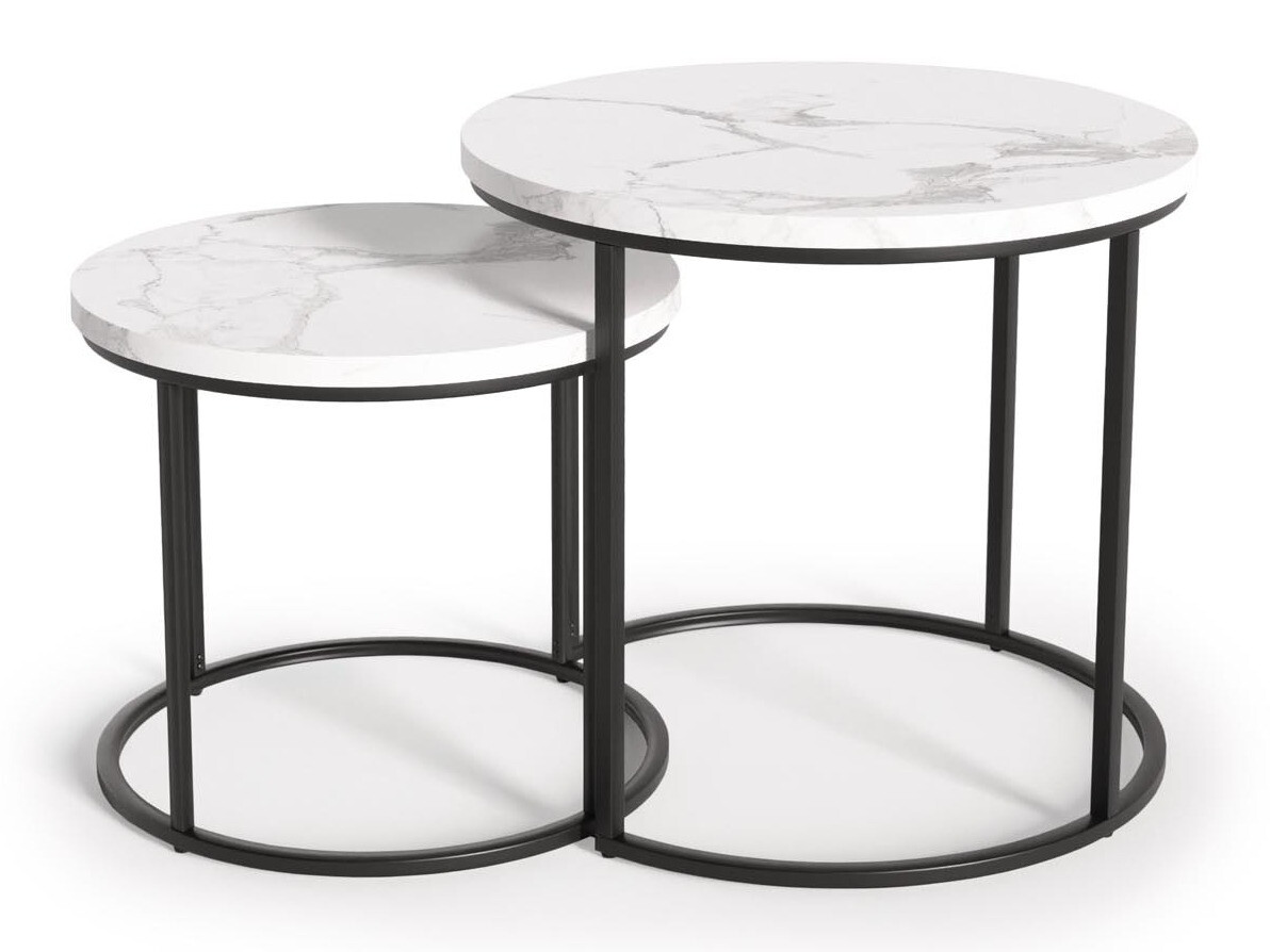 Coffee table set Houston 951 (White marble + Black)