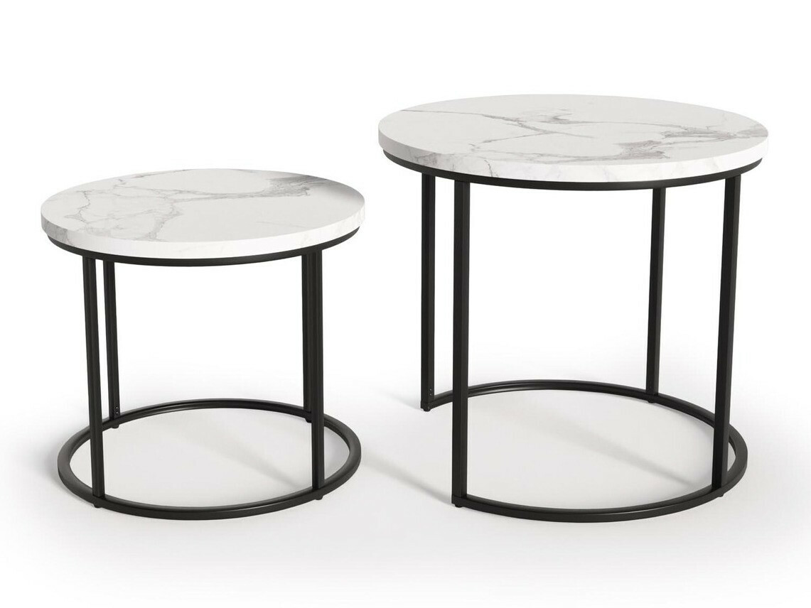 Coffee table set Houston 951 (White marble + Black)