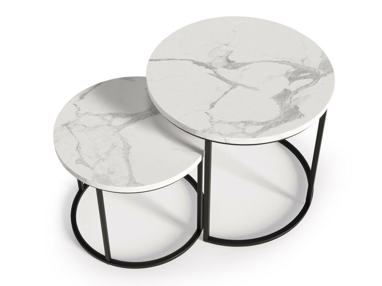 Coffee table set Houston 951 (White marble + Black)