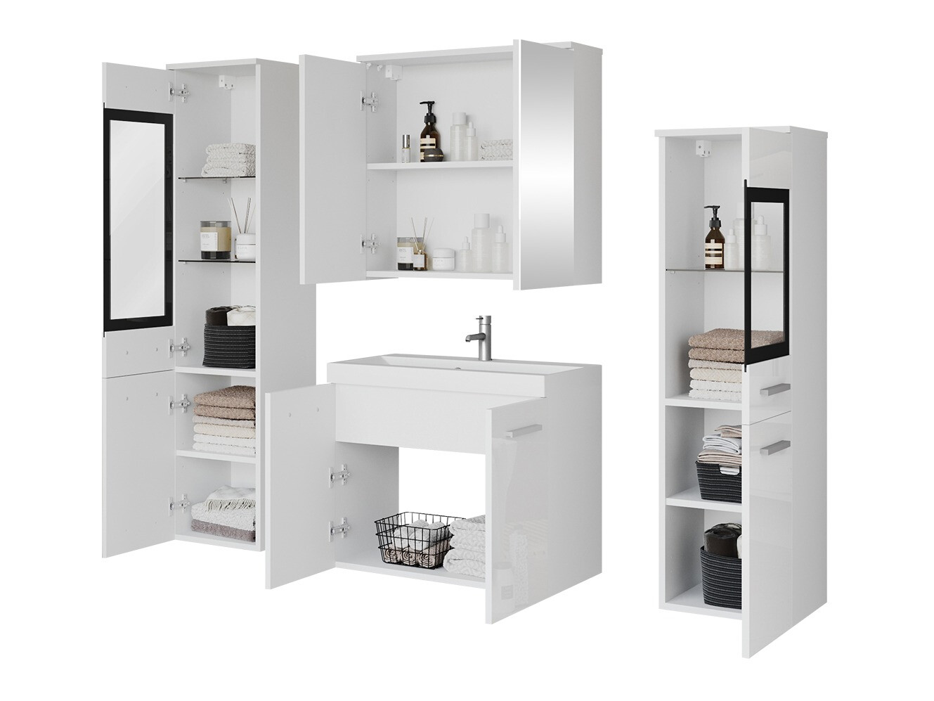 Bathroom set Scientia III (Gloss grey + White)