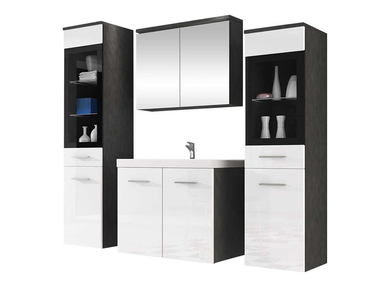 Bathroom set Scientia III (Glossy white + Matera grey)