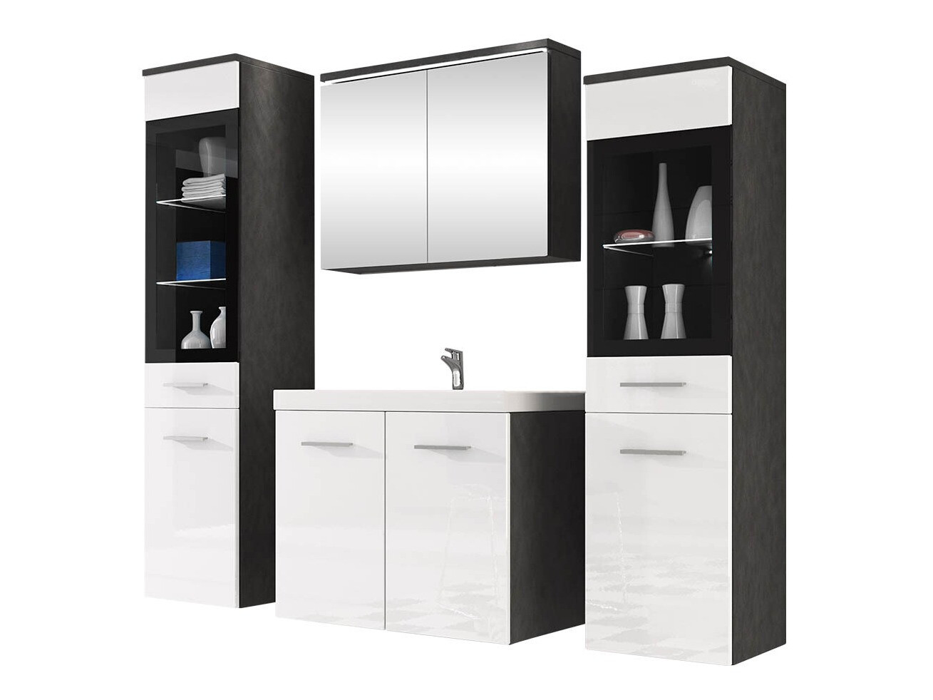 Bathroom set Scientia III (Glossy white + Matera grey)