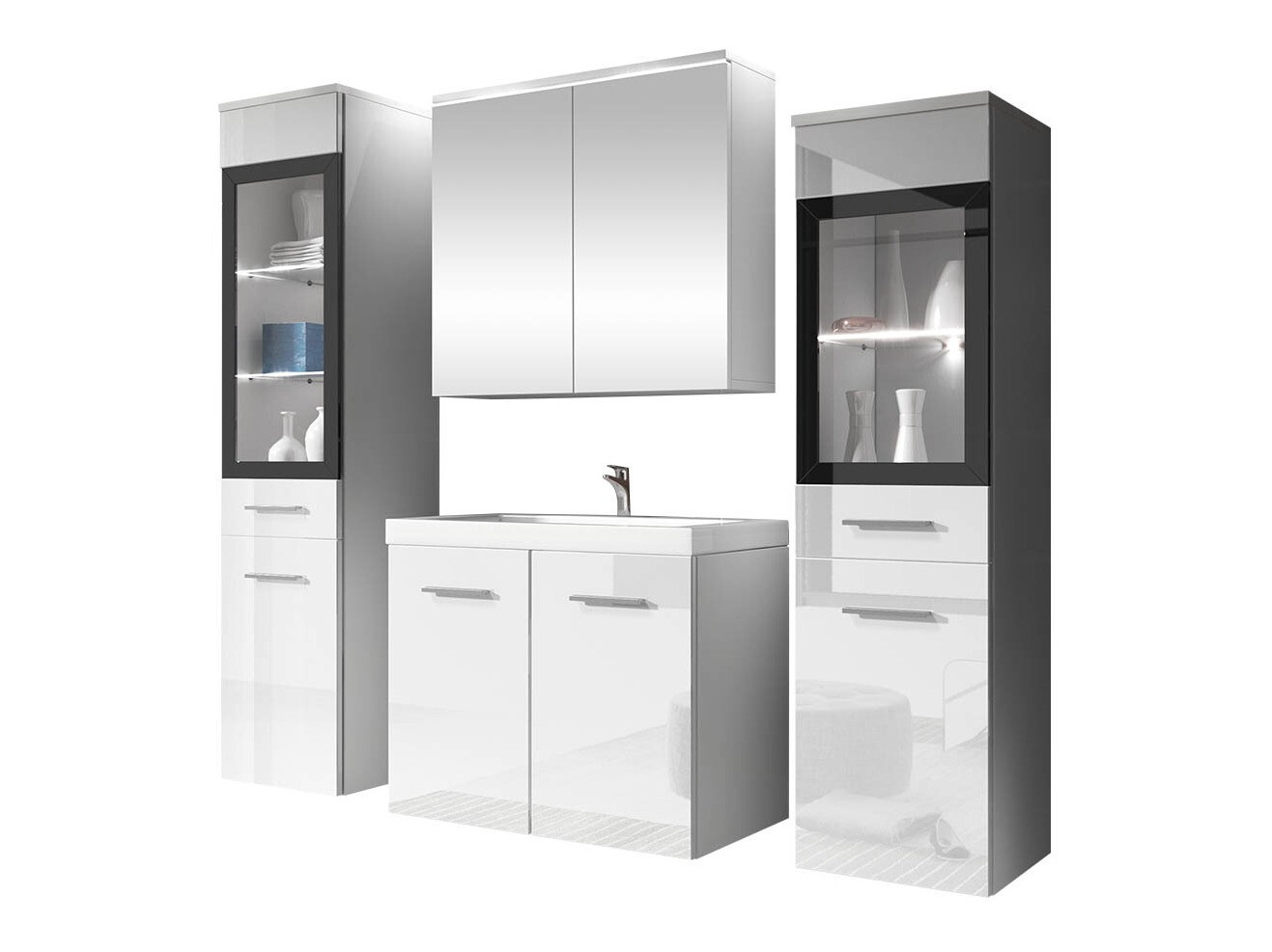 Bathroom set Scientia III (Glossy white + White)