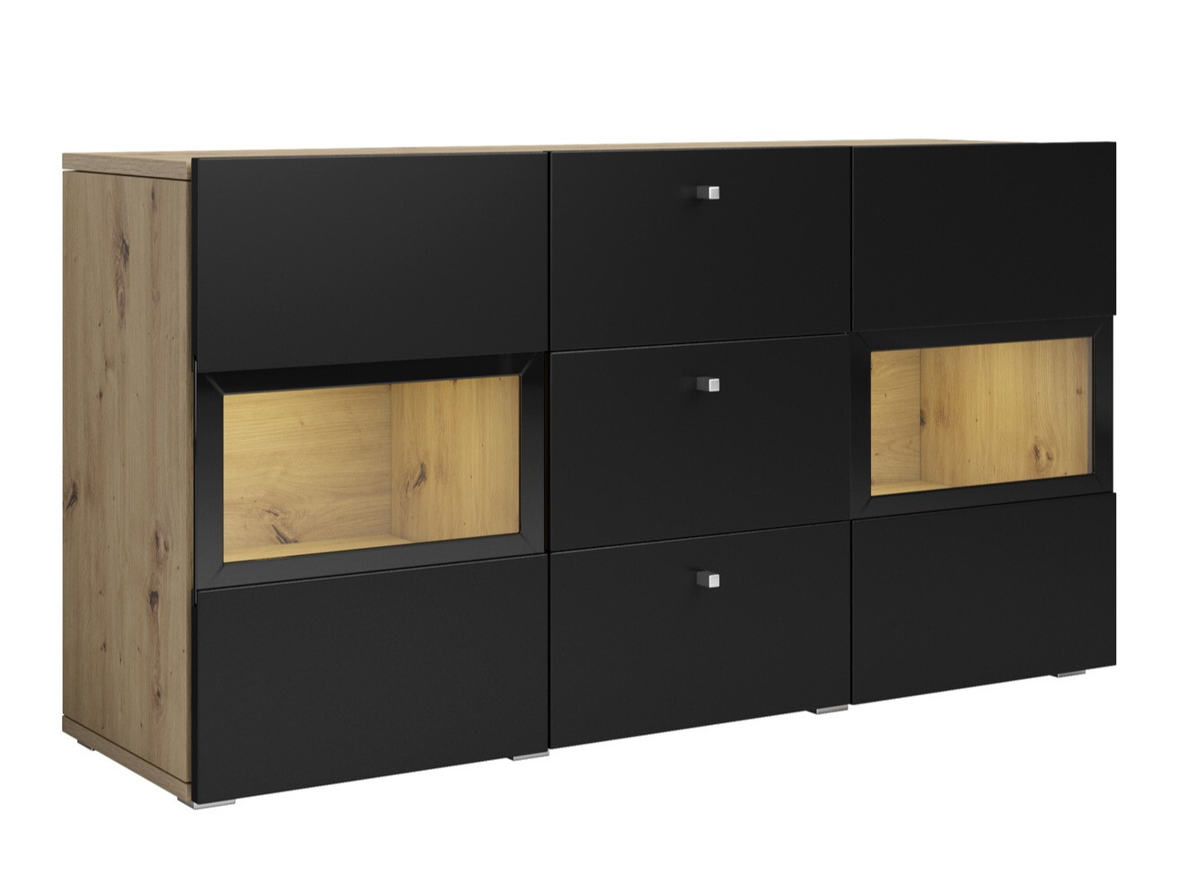 Chest of drawers Serodeu 101 (Artisan oak + Matte black)