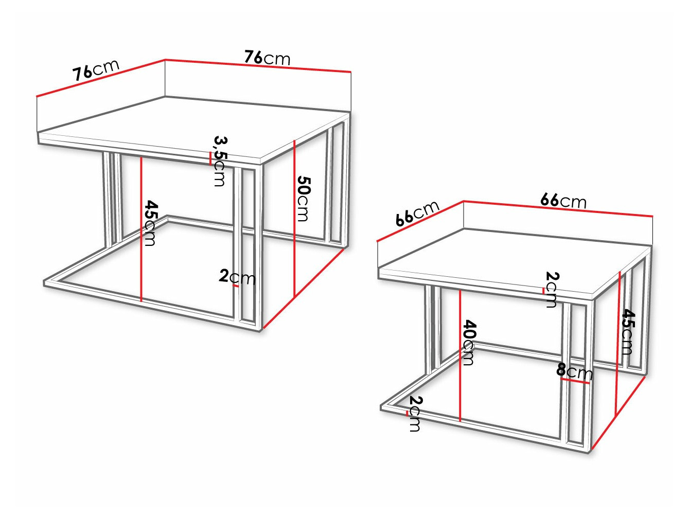Coffee table set Oswego 110 (White + Black)