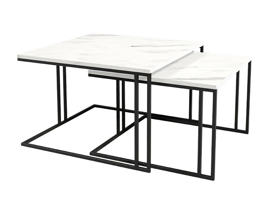 Nest of coffee tables Oswego 110 (White marble + Black)