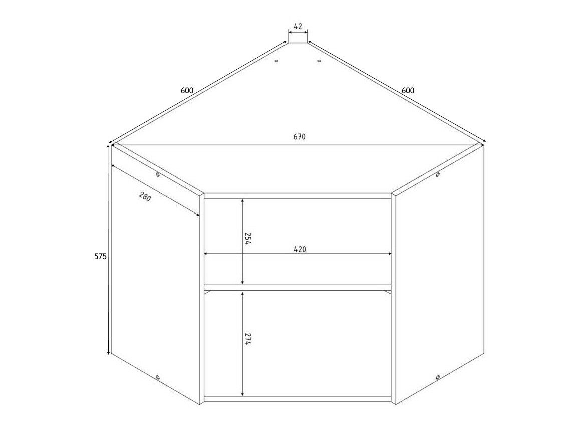 Modular wall-mounted corner cabinet Eli 106