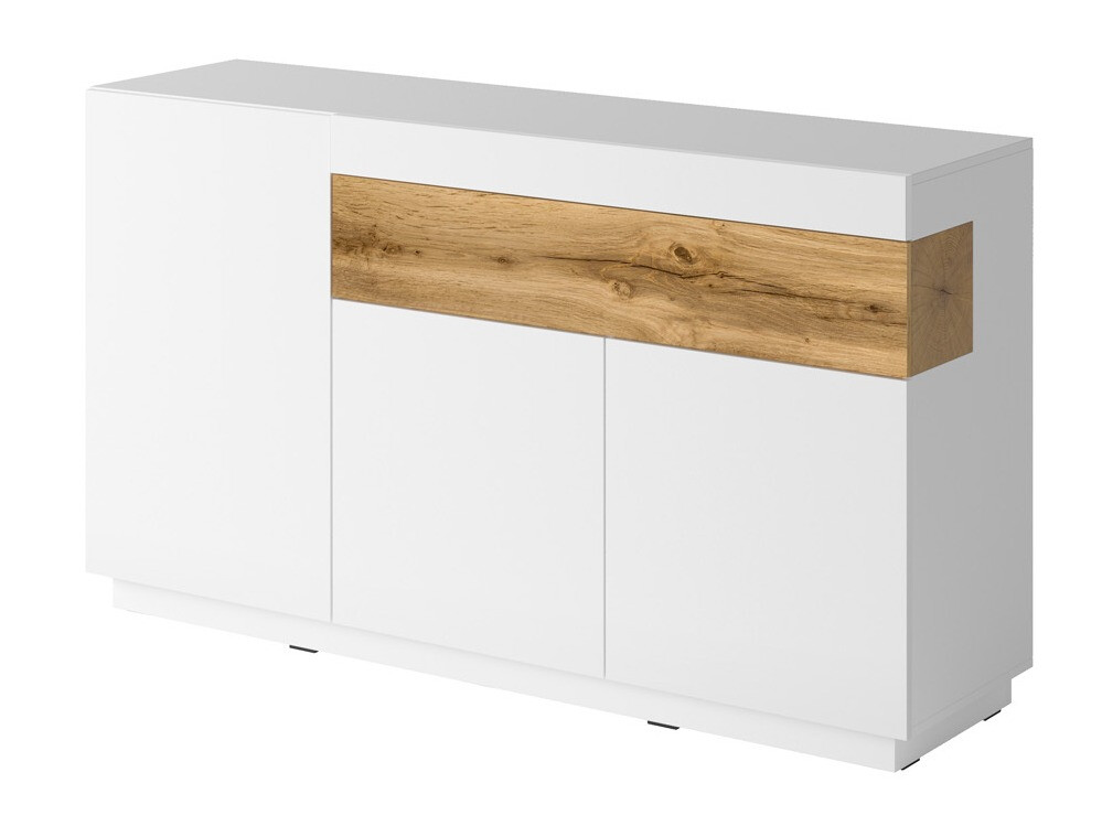 Chest of drawers Livlore 105 (White + Glossy white + Wotan Oak)