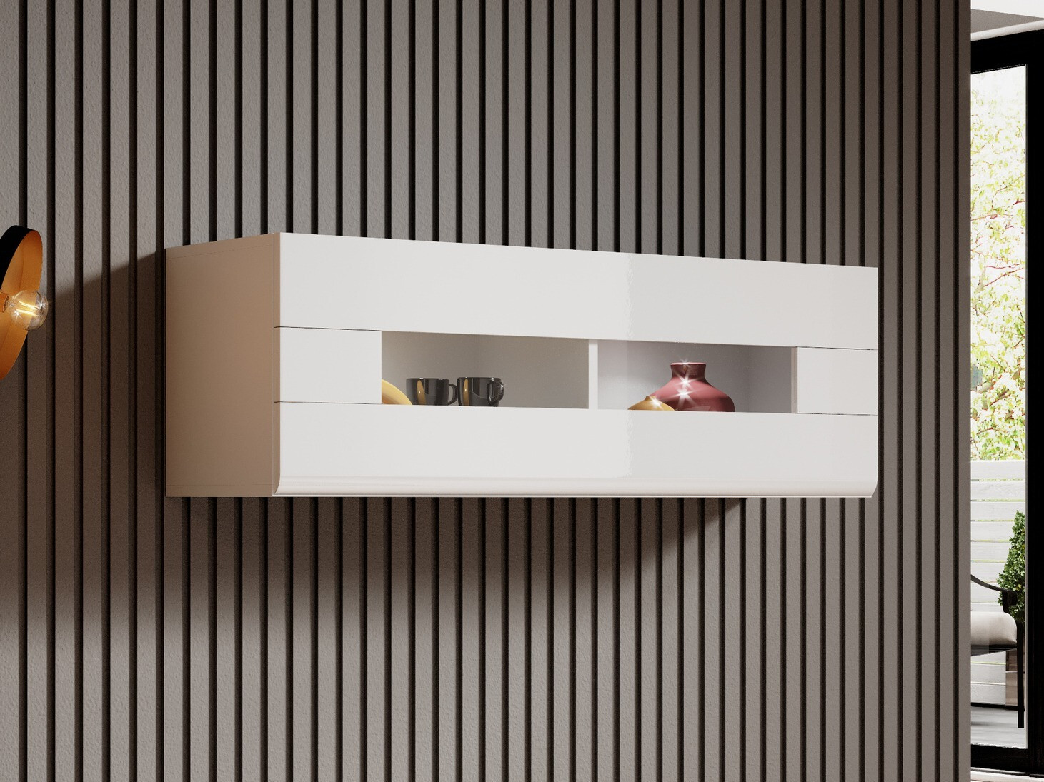 Wall cabinet Torsone 116 (White + Glossy white)