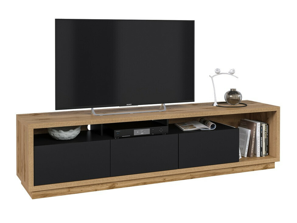 TV stand Austin 357 (Wotan Oak + Matt black)