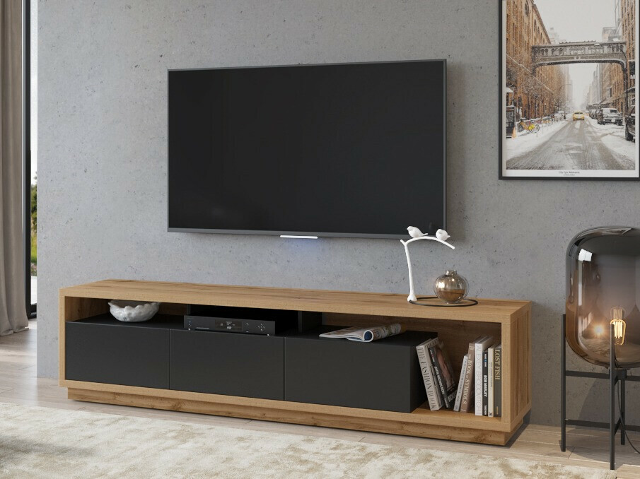 TV stand Austin 357 (Wotan Oak + Matte black)