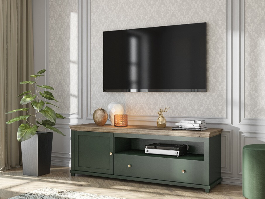 TV stand Tolnue 104 (Dark green + Lefkas oak)