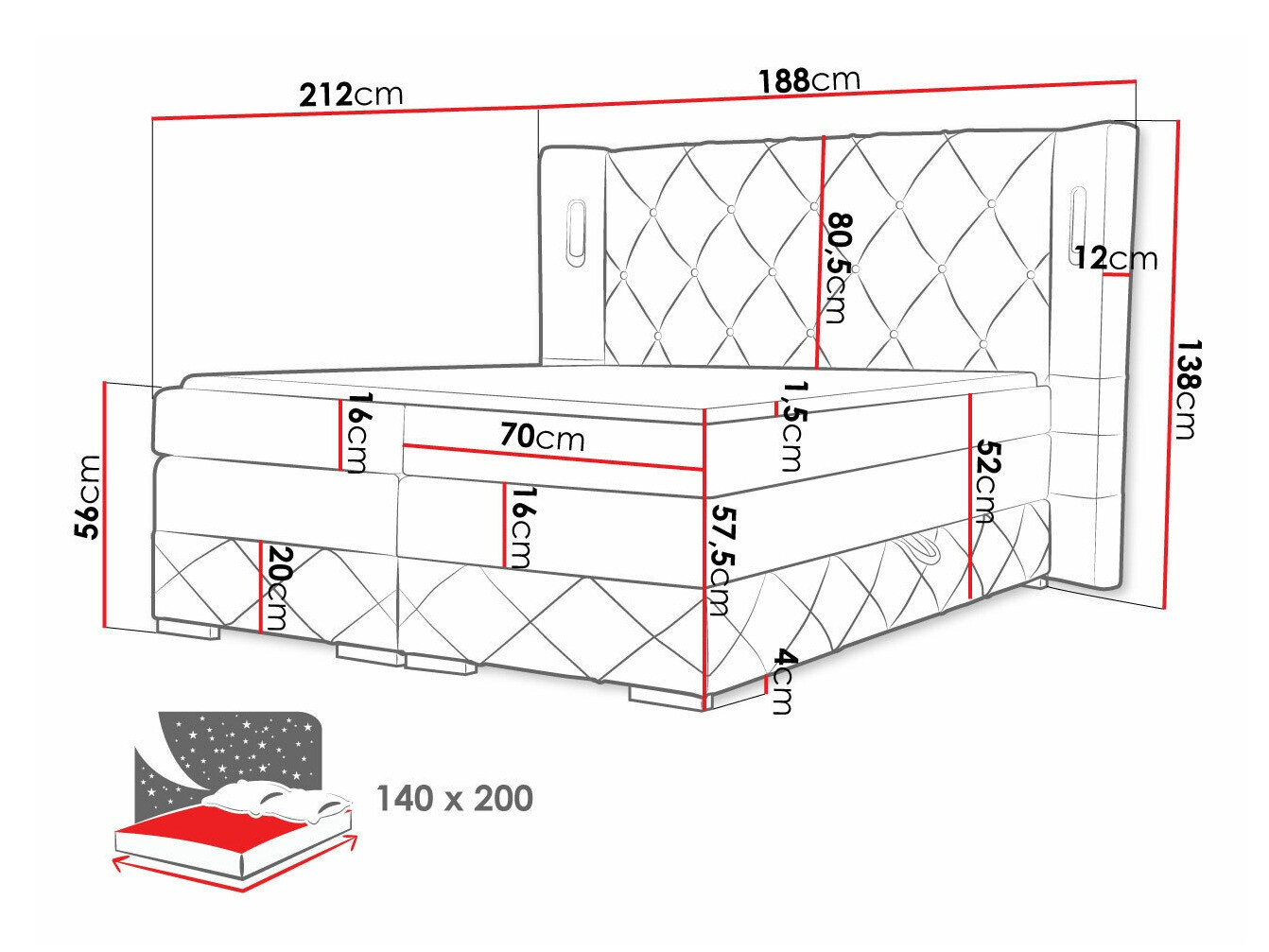 Continental bed Historia (Kameleon 04)