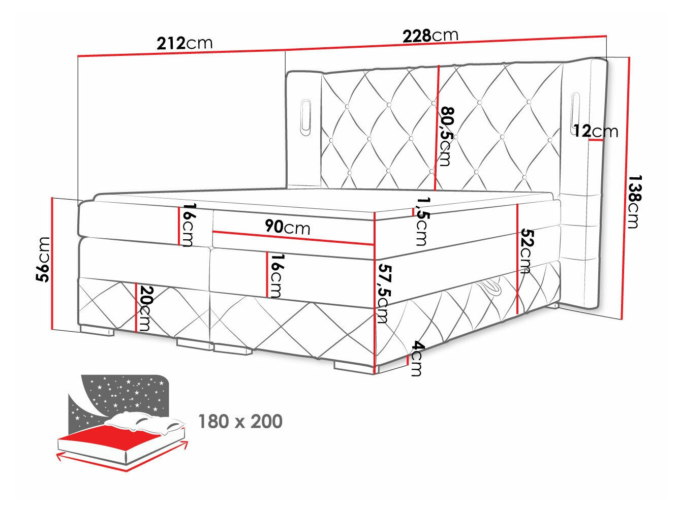 Continental bed Historia (Kameleon 59)