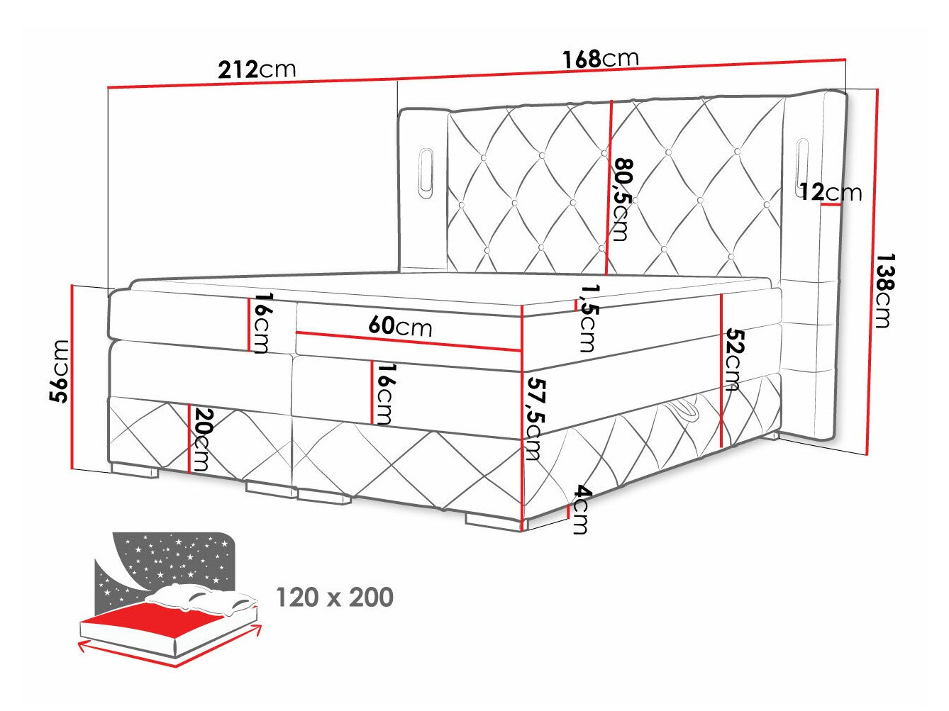 Continental bed Historia (Kameleon 84)