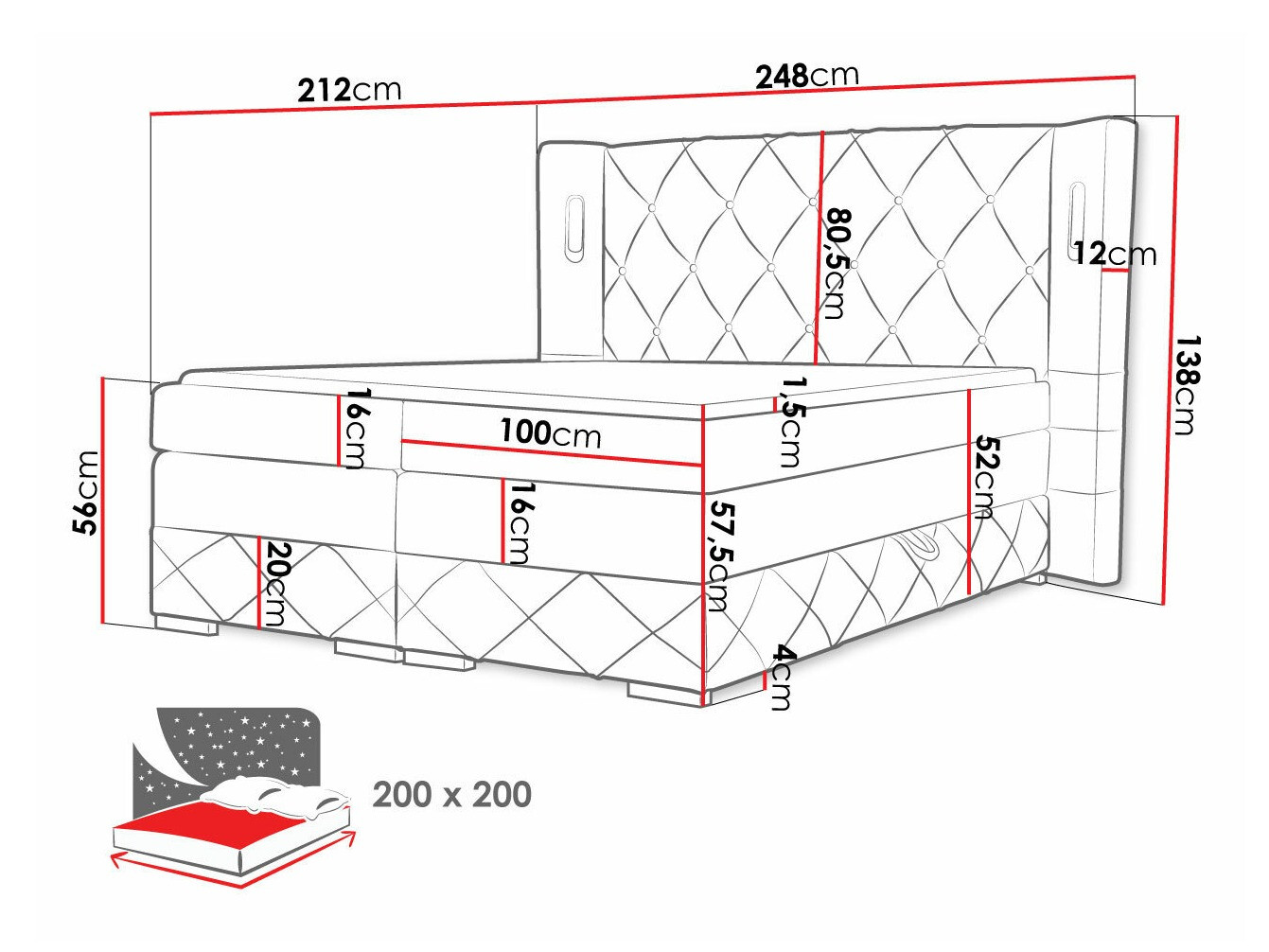 Continental bed Historia (Kameleon 84)