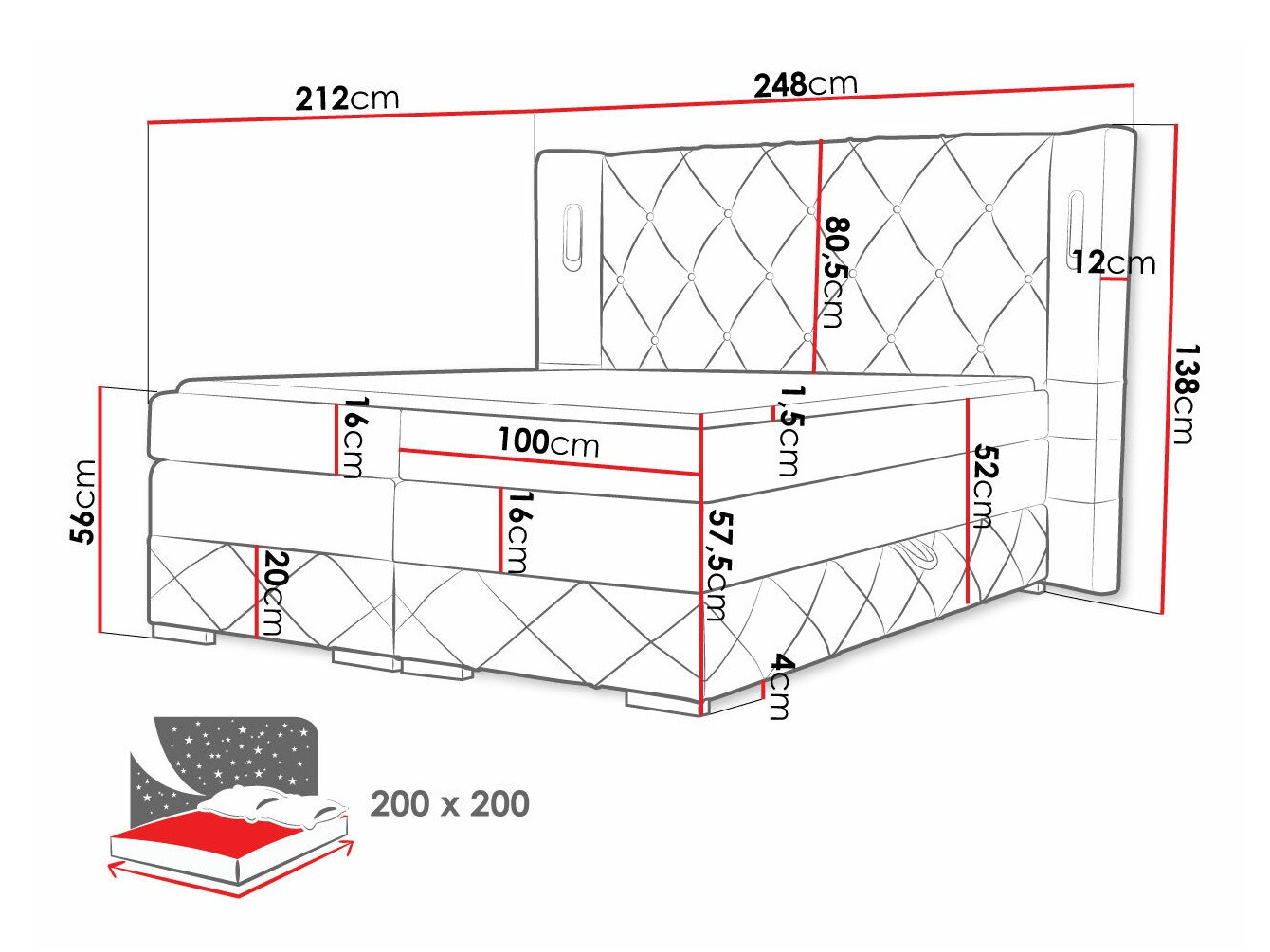Continental bed Historia (Kameleon 92)