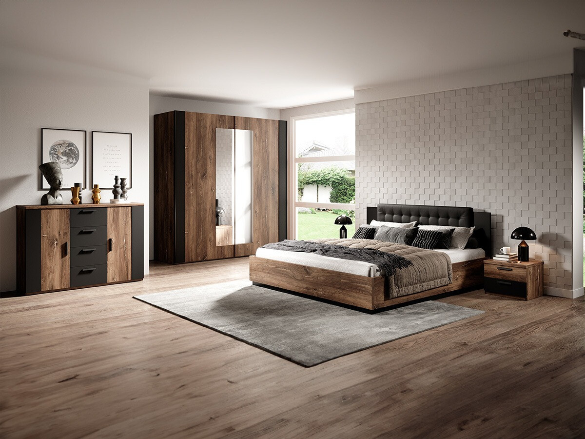 Bedroom set Felelie 107 (Dark Flagstaf oak + Copper)