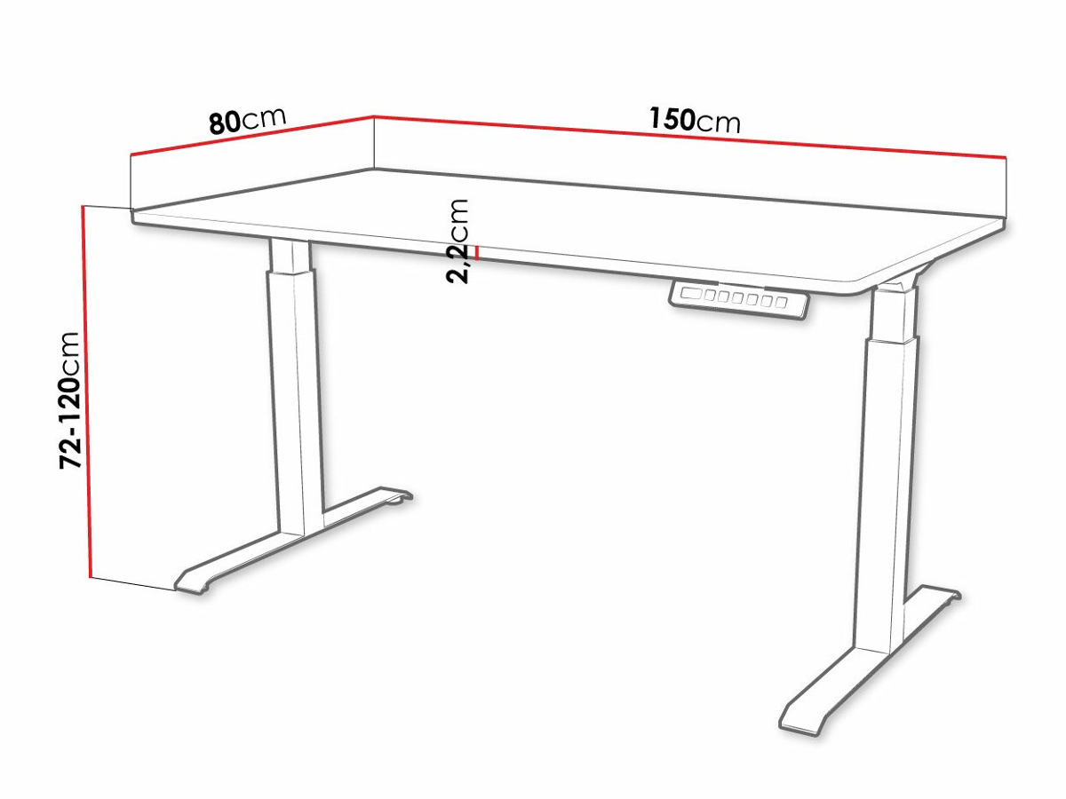 Height-adjustable desk Charlotte 195 (Black)