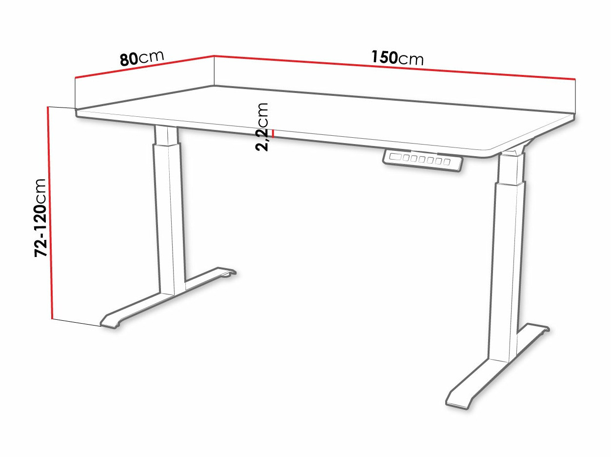 Height-adjustable desk Charlotte 195 (Wotan Oak + Black)