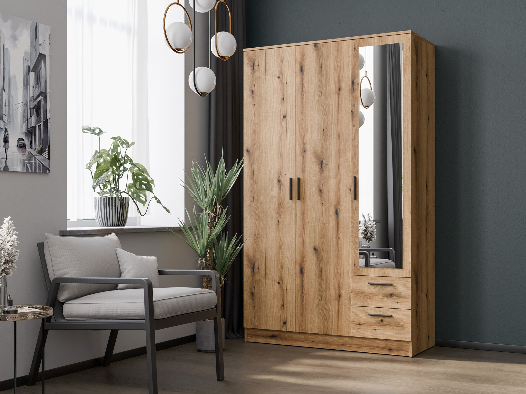 Wardrobe Orlando 222 (Light oak)