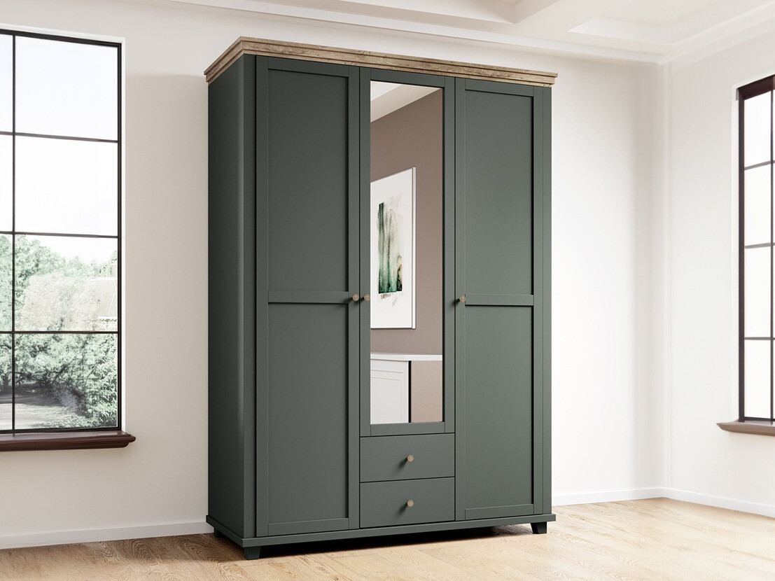 Wardrobe Tolnue 114 (Dark green + Lefkas oak)